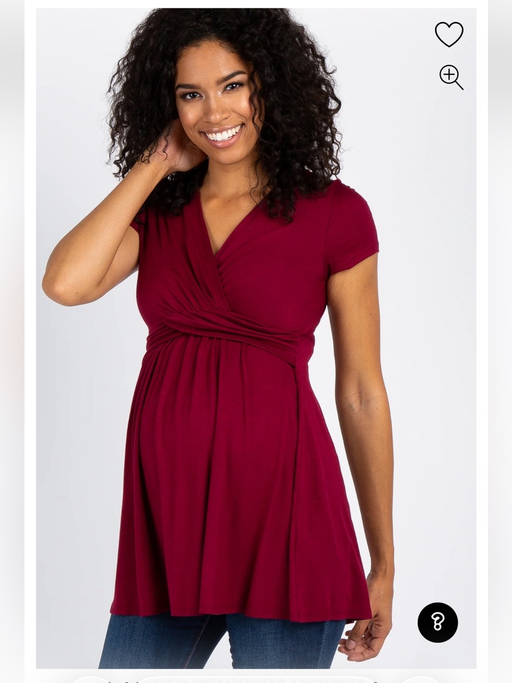 Pink Blush Maternity Short Sleeve Blouse Burgundy